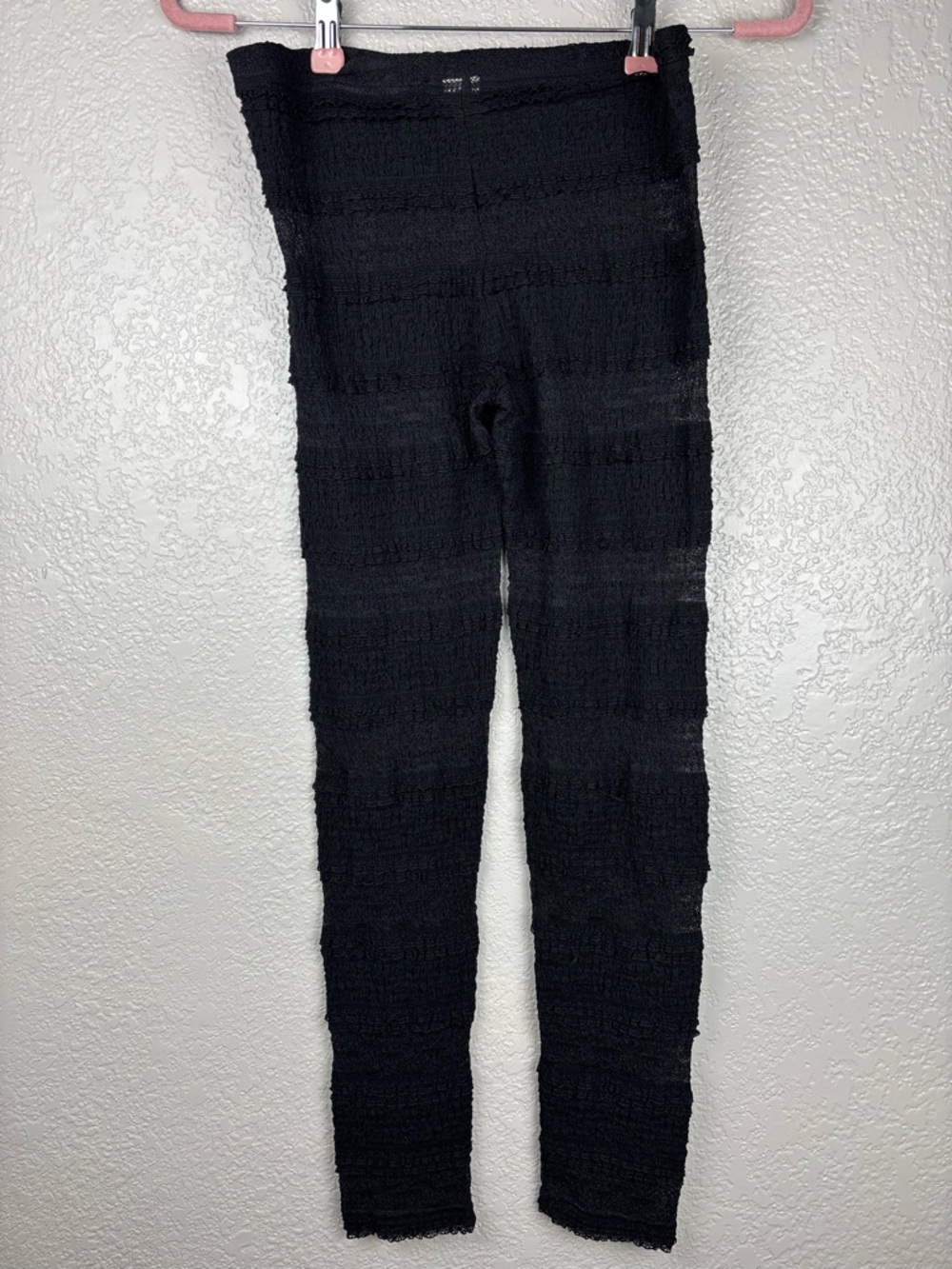 Free People Black Small Tiered Lace Sheer Ruffle Leggings Boho Festival Edgy - Picture 8 of 11